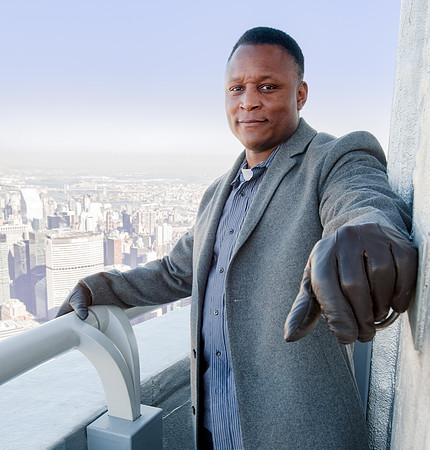 Barry Sanders former Football player on balcony of Empire State Building