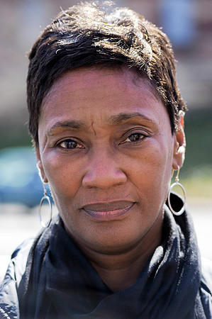 Portrait of African American woman with short hair