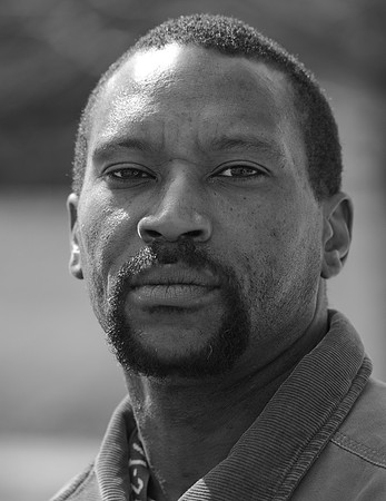 Black and white portrait of African American man