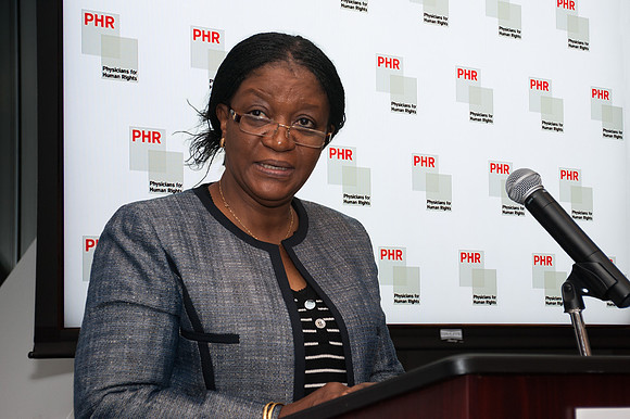 Madam Zainab Bangura speaking at Drug Policy Alliance conference.